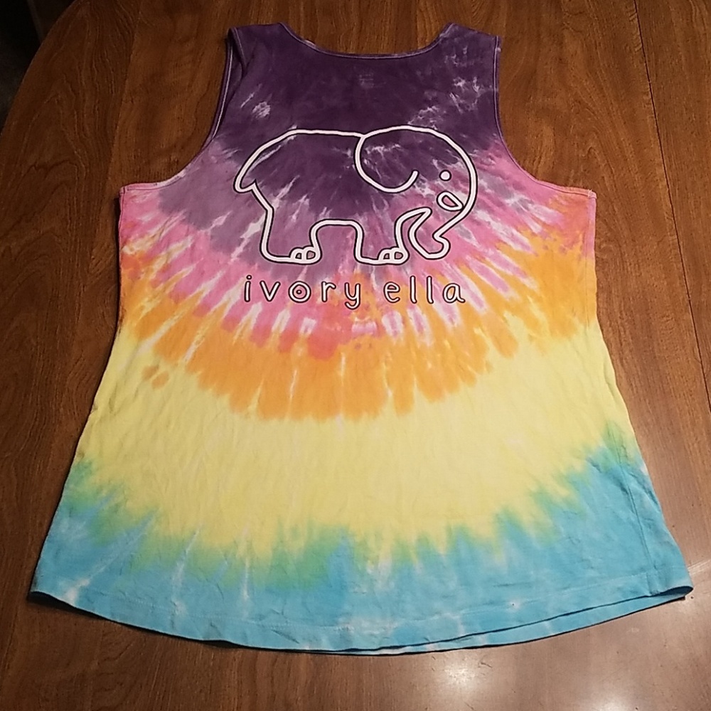 🔴SOLD🔴 Ivory Ella rainbow burst tie-dye tank - Picture 5 of 8